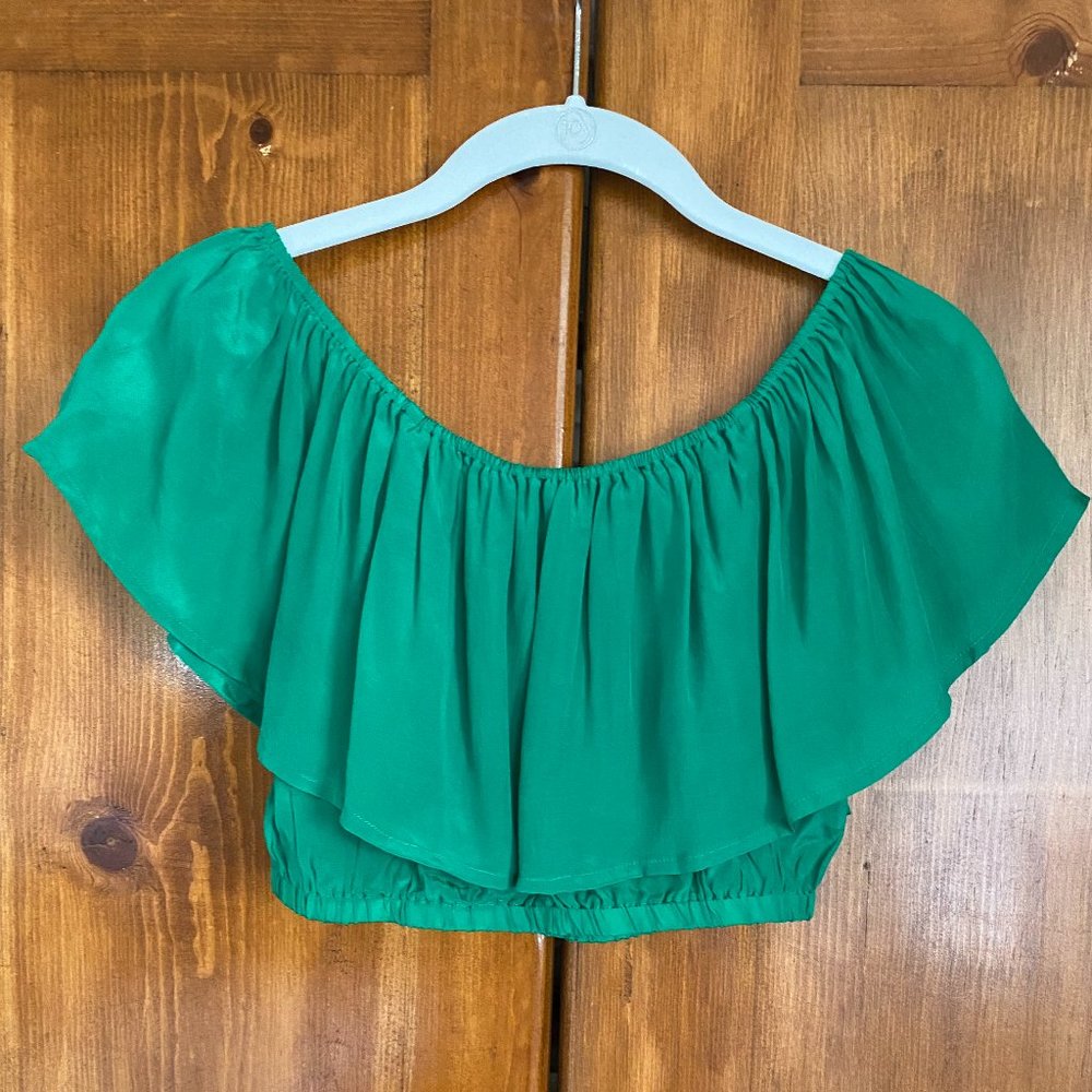 Shahida Parides Green Ruffle Crop Top